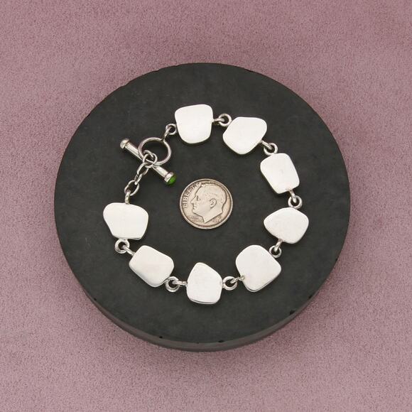 sterling silver lapis mother of pearl gaspeite toggle bracelet size 7.25in